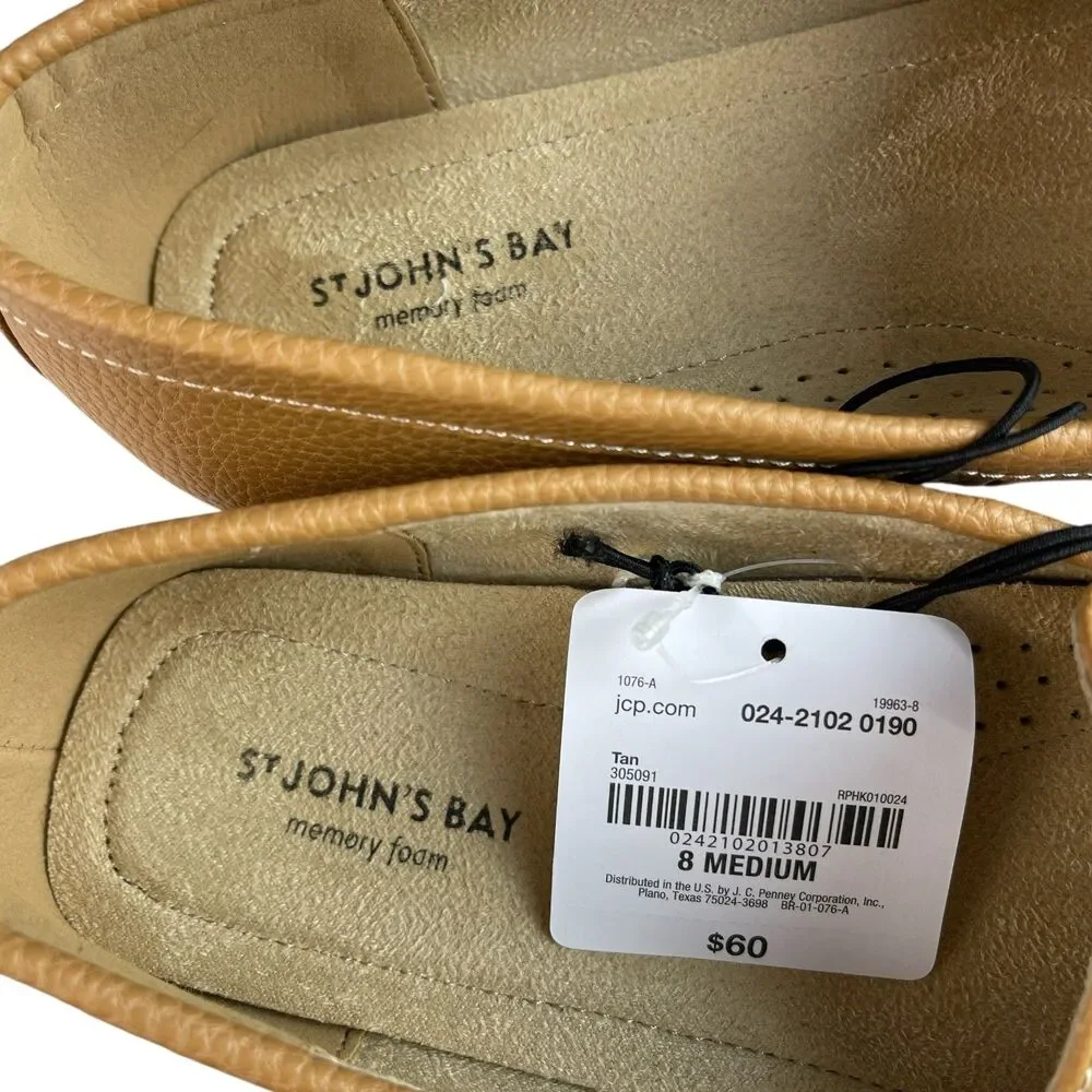 St. John’s Bay Women's Comox Loafers 8M Tan Slip‑On Comfort‎ Memory Foam Casual
